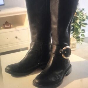 Black Leather Knee-High Boots
